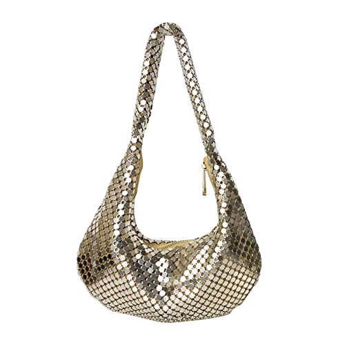 Sac de soirée pour femme pochette paillettes et sac à bandoulière métal