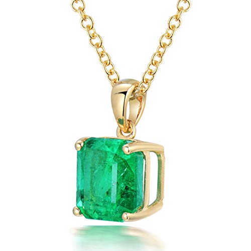 Collier pendentif émeraude 2.5Ct de forme carrée et or 750