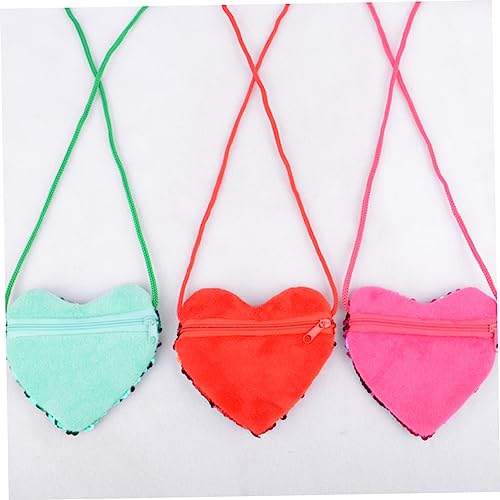 Beaupretty Cute Sequin Heart Shaped Crossbody Bag for Stylish Red and Silver Messenger Coin Purse present for Boys and Durable Design for Coins and Essentials2