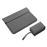 VAIO SX14-R 向け ケース 14インチ ポーチ 軽量 収納バッグ 電源収納ポーチ付き カバン型 レザー調ケース VAIO SX14 向けカバーSX14-WH-41107 (ダークグレー)