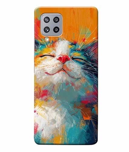 Image of Printed Hard Back Case Cover & Compatible for Samsung Galaxy A22 4G | Cat Painting Art (Multicolor) - D1191