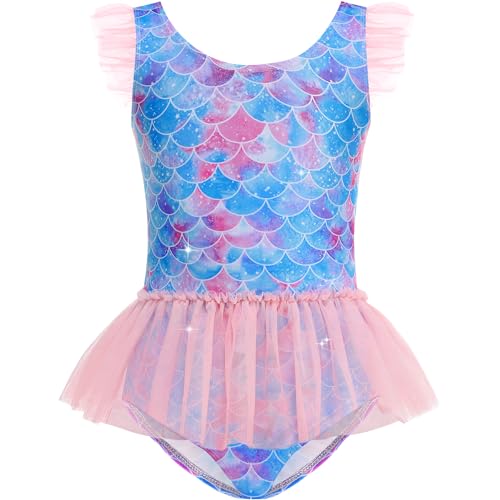 Image of Girls One Piece Swimsuit Colorful Mermaid Bathing Suits Cute Kids Princess Beach Swimwear 2-10 Years