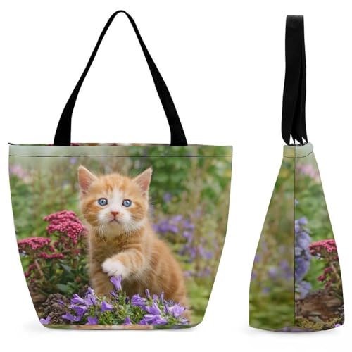 Sac à main pour femme chat grand format : cabas bandoulière voyage