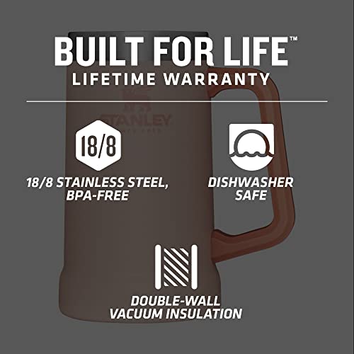 Image of STANLEY Stay-Chill Beer Stein 24 oz | Heavy Duty Big Grip Handle | Beer Tumbler Drink Cup, Holds 2 Cans | Insulated Stainless Steel Party Mug | BPA-Free | Limestone