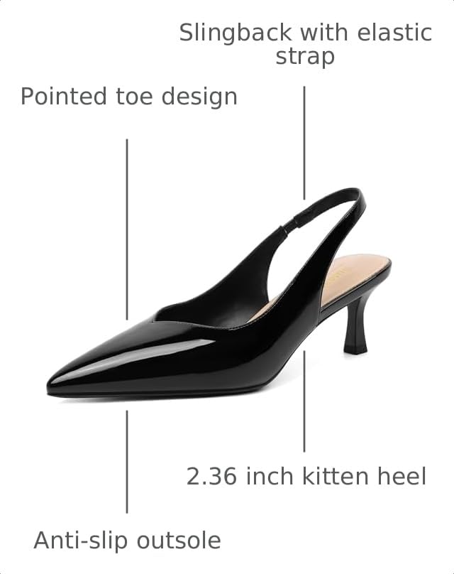 Image of Susanny Kitten Heels for Women Closed Pointed Toe Slingback Shoes