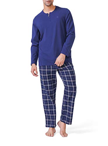 image for DAVID ARCHY Men's Cotton Pajamas Henley Collar Sleepwear Soft Classic 
