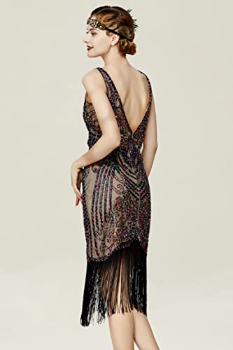 BABEYOND Flapper Dresses 1920s V Neck Beaded Fringed Great Gatsby Dress2