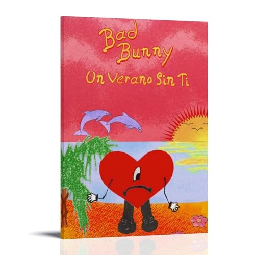 ZZFIAY Póster de lienzo impermeable de Bad Bunny Un Verano Sin Ti, antihuellas, resistente al desgaste, pintura decorativa de larga duración y duradera, adecuada para pasillos de entrada, estilo marco