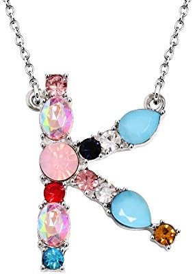 Mother Gift,A-Z Initial Silver Crystal Necklace For Women Lady Girl Daughter Sister Friends Birthday Gift