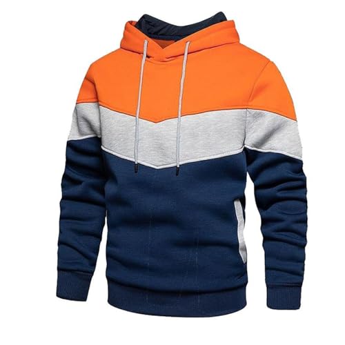 Sweatshirts for Men Casual Loose Long Sleeve Hoodies Fashion Color Block Fall Warm Workout Tops with Pockets2