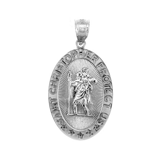 925 Sterling Silver St Christopher Medal Patron Saint of Travelers Catholic Protection Pendant