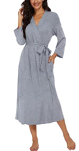Image of VINTATRE Women Robes Long Knit Bathrobe Lightweight Soft Bath Robe with Pockets