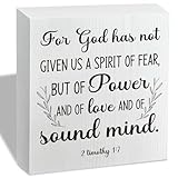 Christian Bible Verse For God Has Not Given Us A Spirit Of Fear Wooden Box Sign 2 Timothy 1:7, Religious Gift Inspirational Gift Scripture Decorative Signs, Bible Verse Artwork Wood Box Decor