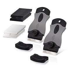 Ehdis 2 PCS Raschietto + 10 Lame in Acciaio Inox e 10 Lame in plastica, Raschietto Vetro, Raschietto Forno per Colla, Colore, Decalcomanie, Piano Cottura e Forno, Nero