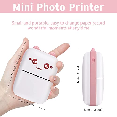 Tvaiger Portable Printer, Mini Pocket Bluetooth Thermal Printer With 6 Rolls Printing Paper For Sticker, Label, Text Memo, Receipt, Photo Inkless Printing, Compatible With Ios And Android (Pink) #TOP5