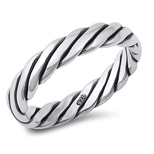 Oxford Diamond Co Plain Rope .925 Sterling Silver Ring Sizes 11