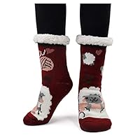 Womens Fluffy Slipper Socks Ladies Warm Thermal Fleece Lined Indoor Slipper Socks, Cartoon Animals Bed Socks, Sheep, Women's shoe size UK 4-9
