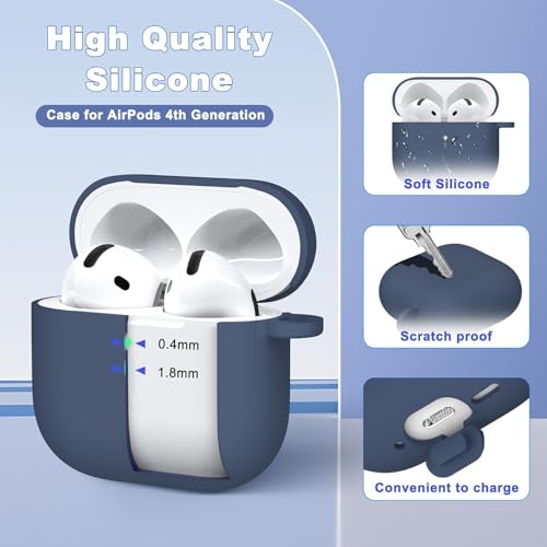 Image of Meyaar for Apple AirPods Pro 3 Case Cover with Keychain, Soft Skin Silicone Case Cover, Full Protective Case Cover Compatible with AirPods Pro (3rd Generation) Case 2025 (Neavy Blue)