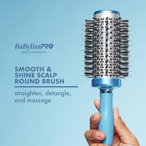 BaBylissPRO Nano Titanium Smooth & Shine Scalp Round Hair Brush – Detangling, Straightening & Blow-Dry Brush for Frizz-Free, Sleek, Shiny Hair - image 2