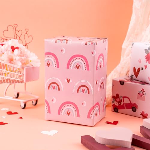 Papier cadeau en forme de cœur rose, 20 x 14 pouces, imprimé cœur, 10 Papier cadeau en forme de cœur rose, 20 x 14 pouces, imprimé cœur, 10