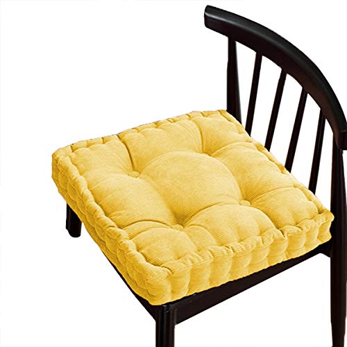Dickes Baumwoll-Sitzkissen, bequeme Sitzpolster, extra feste Matratzenkissen, Bodenkissen für Esszimmer/Küche/Terrasse/Stuhl (40 x 40 cm, gelb) Cover
