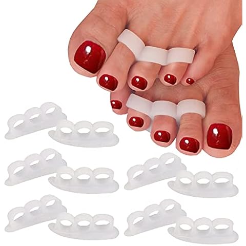 Mcvcoyh10 Pcs Gel Hammer Toe Crests Pads Silicone Toe Straightener Cushion Support Pain Relief for Hammer Toe, Overlapping Toes, Curled Toe-3 Loops Cover