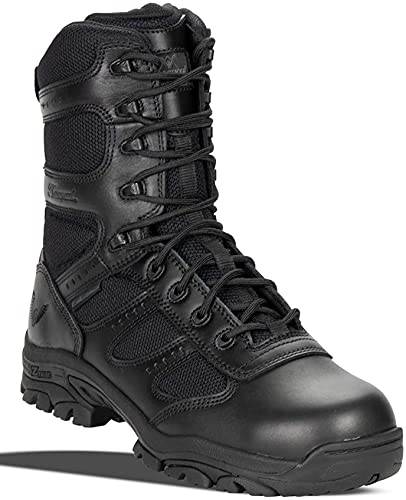 Thorogood Deuce 8” Waterproof Side-Zip Black Tactical Boots for Men and Women with Composite Safety Toe, Full-Grain Leather, and Slip-Resistant Outsole; BBP & Rated4