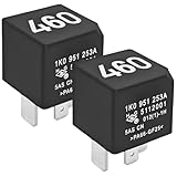 460 1K0951253A Relay (Pack of 2) – 12VDC 30A 4-Pin SPST Automotive Relay for Audi A3 (2015-2022), VW Golf (2015-2021) - Fixes P068A & P0230 Codes