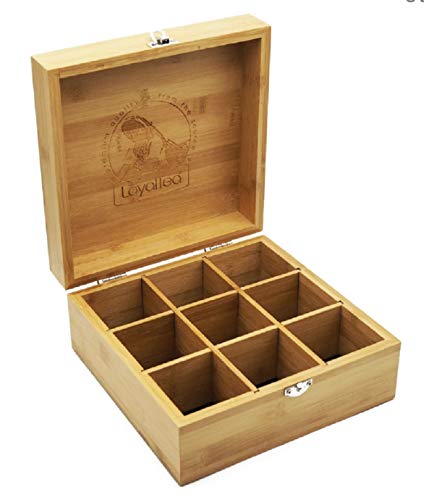 Scatola da tè in bambù H x L x P: ca. 10 x 22 x 22 cm,, scatola per bustine da tè in legno (bambù) per conservare l'aroma