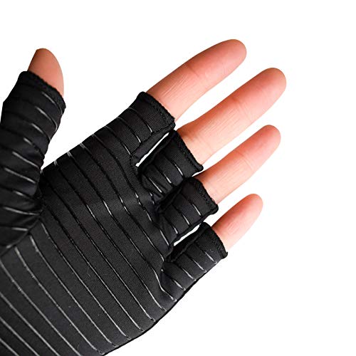 TRIXES Compression Gloves - Copper Infused, Insulating, Fingerless, Medium Size, Black - Image 3