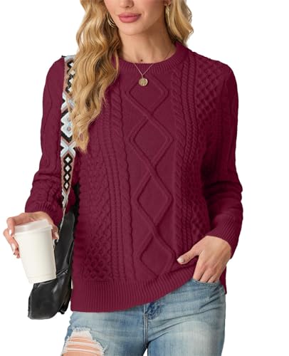 Image of GRECERELLE 2026 Womens Fall Winter Long Sleeve Casual Pullover Sweater Tops | Crewneck, Cable Knit, Chunky, Vintage Style, Anti-static(XS-2XL)