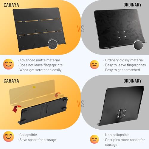 CAHAYA Foldable Sheet Music Stand Heightened to 170CM - Matte Black Material Not Easy to Leave Fingerprints and Three Fold Panel for Portability and Horse Shoe for Enhanced Stability with Bag - Image 3