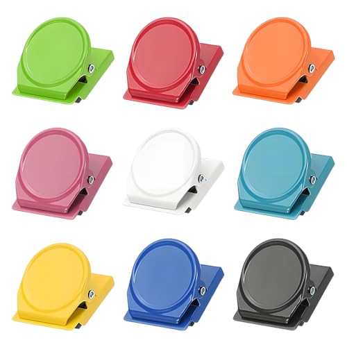 VACUBXBY 9 Stück Magnetklammern, Magnete mit Klammern für Kühlschrank, Whiteboard, Magnettafel, Büro, Zuhause, Küche, Schule, Magnetische Memo Hinweis Clip