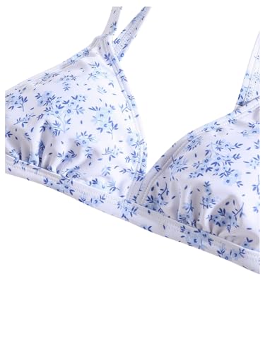 Image of SOLY HUX Girl's Floral Print Bikini Set V Neck Spaghetti Strap Bathing Suit Two Piece Swimsuit