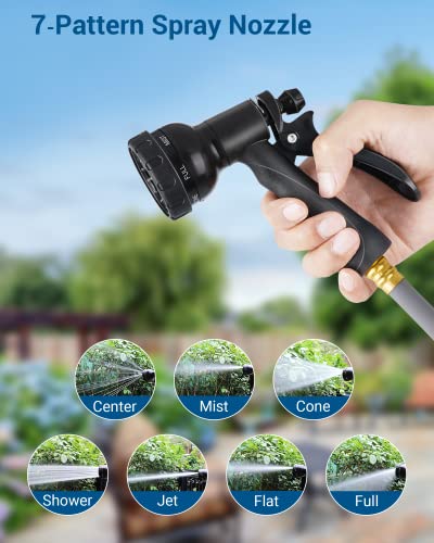 Dewenwils Retractable Garden Hose Reel With Wall Mount 1/2"×100Ft With 7-Pattern Spray Nozzle, Any Length Lock, 180°Swivel Bracket, Auto Rewind Water Hose Reel For Outdoor Watering #TOP5