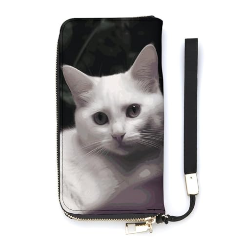 Portefeuille long cuir chat blanc : dites adieu aux piratages de cartes bancaires