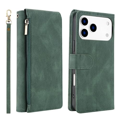 Étui en cuir de qualité supérieure pour iPhone 12 Pro vert foncé