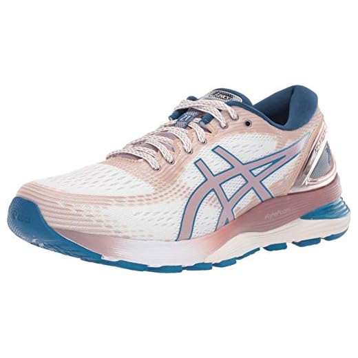 Tênis de corrida feminino ASICS Gel-Nimbus 21, White/Violet Blush, 6