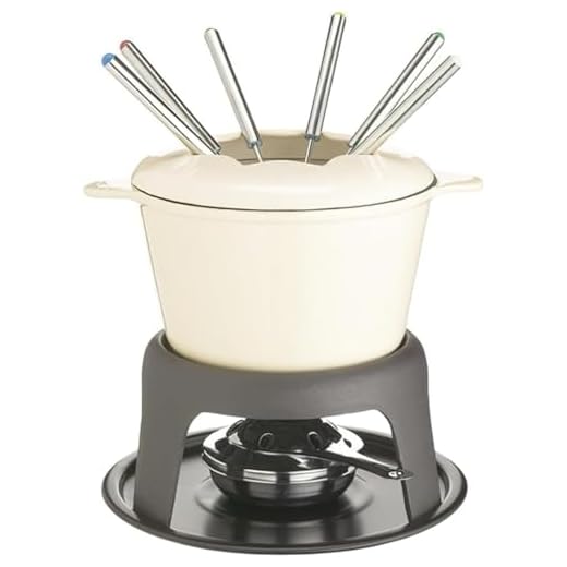 MasterClass Set Fonduta in Ghisa (per Fonduta di Cioccolato, Carne e Formaggio), 21 x 18 cm, Beige