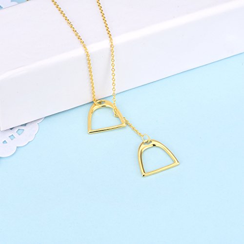 YFN Sterling Silver Double Horse Strirrup Lariat Necklace Gift For Women4