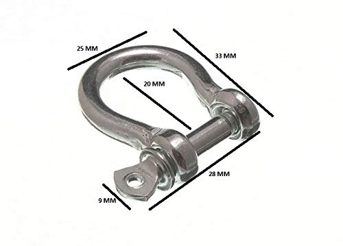 100 X 5mm Galvanised Steel Bow Shackle Pin Chain Hitch Links