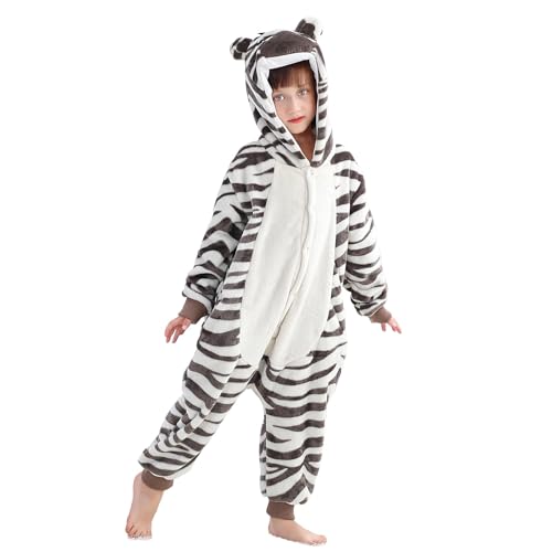COOKY.D Pijama Enterizo con Capucha de Animal Unisex, Mono Pijama Infantil para Niños y Niñas Gamer, Vestiendo para Dormir,Gris 11-12 Años