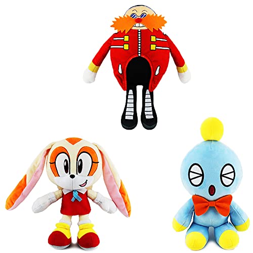 Sonic Plush Toys, Sonic The Hedgehog Toy, 10-12 inch Sonic Series Action Figures Plushies, Include Classic Sonic, Super Sonic, Miles, Eggman, Cream, Amy, Shadow (EggmanCreamCheese)