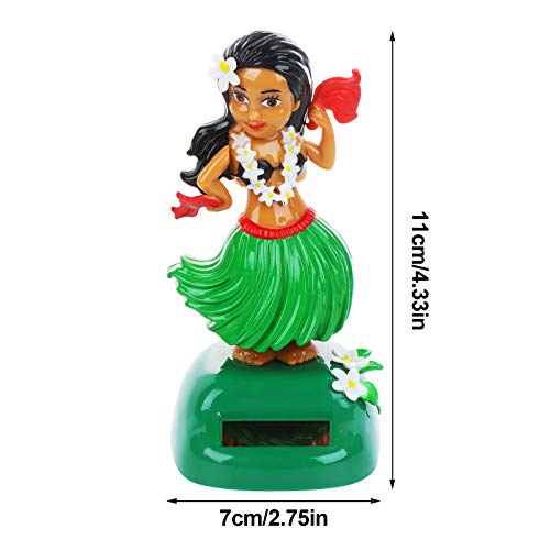 Ujuuu Hawaiian Sola Shaking Doll Girl Bobble Hula Shaking Head Doll Car Dashboard Dancing Figure Toy For Car Interior Hawaii Party Decorations Ornament (Green) #TOP1