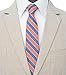 BELLUNO 2.5 inch Skinny Tie for Men, Cotton Linen Slim Striped Neckties Blue Orange