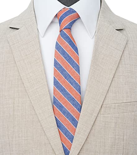 Image of BELLUNO Men's 2.5 inch Skinny Solid Cotton Linen Ties