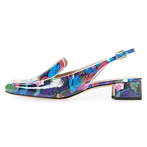 Image of YDN Women Closed Square Toe Block Low Heels Slingback Formal Loafer Dressy Shoes Office Lady Pump Size 4-15 US