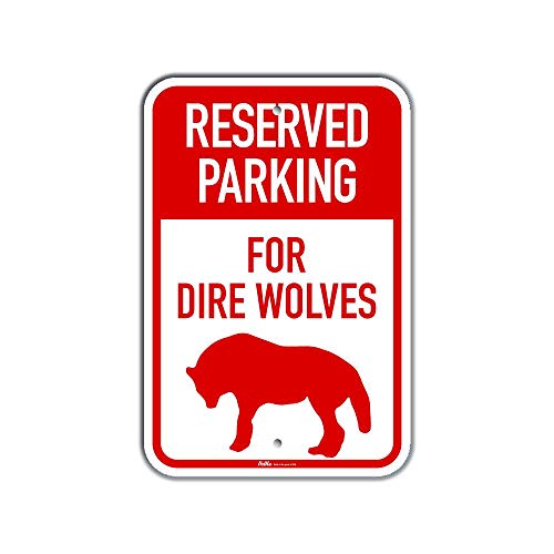 Panneau parking Dire Wolf en métal plaque signalétique extérieure pour mur et clôture
