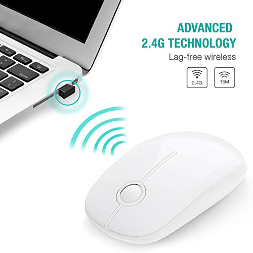 Image of VssoPlor Wireless Mouse, 2.4G Slim Portable Computer Laptop Mouse with Nano Receiver Quiet Silent Optical Mice for Notebook, PC, Laptop, Computer-Pure White