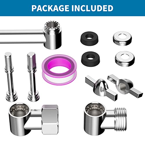 16 Inch Solid Brass Adjustable Shower Head Extension Arm Flexible Height & Angle Shower Arm Extender With Lock Joints, Universal Connection Solid Stainless Steel Shower Extension Arm, Chrome Finish #TOP5